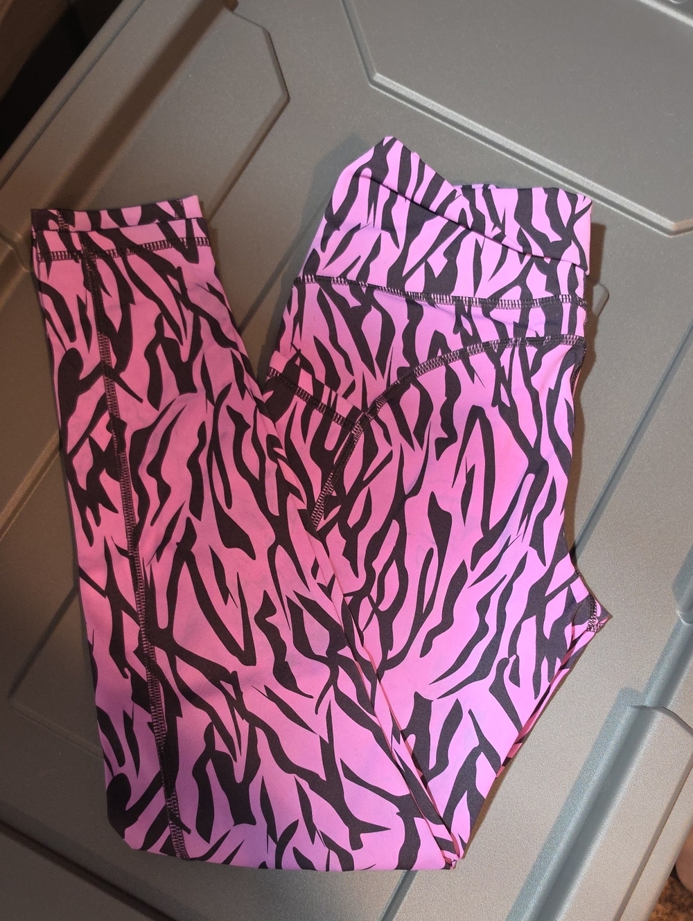 ZYIA Pink and Black Zebra-Print Kids Leggings